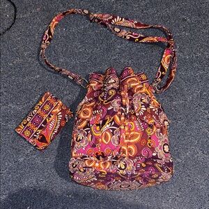 Vera Bradley, Crossbody bucket bag with drawstring, and matching wallet NWOT